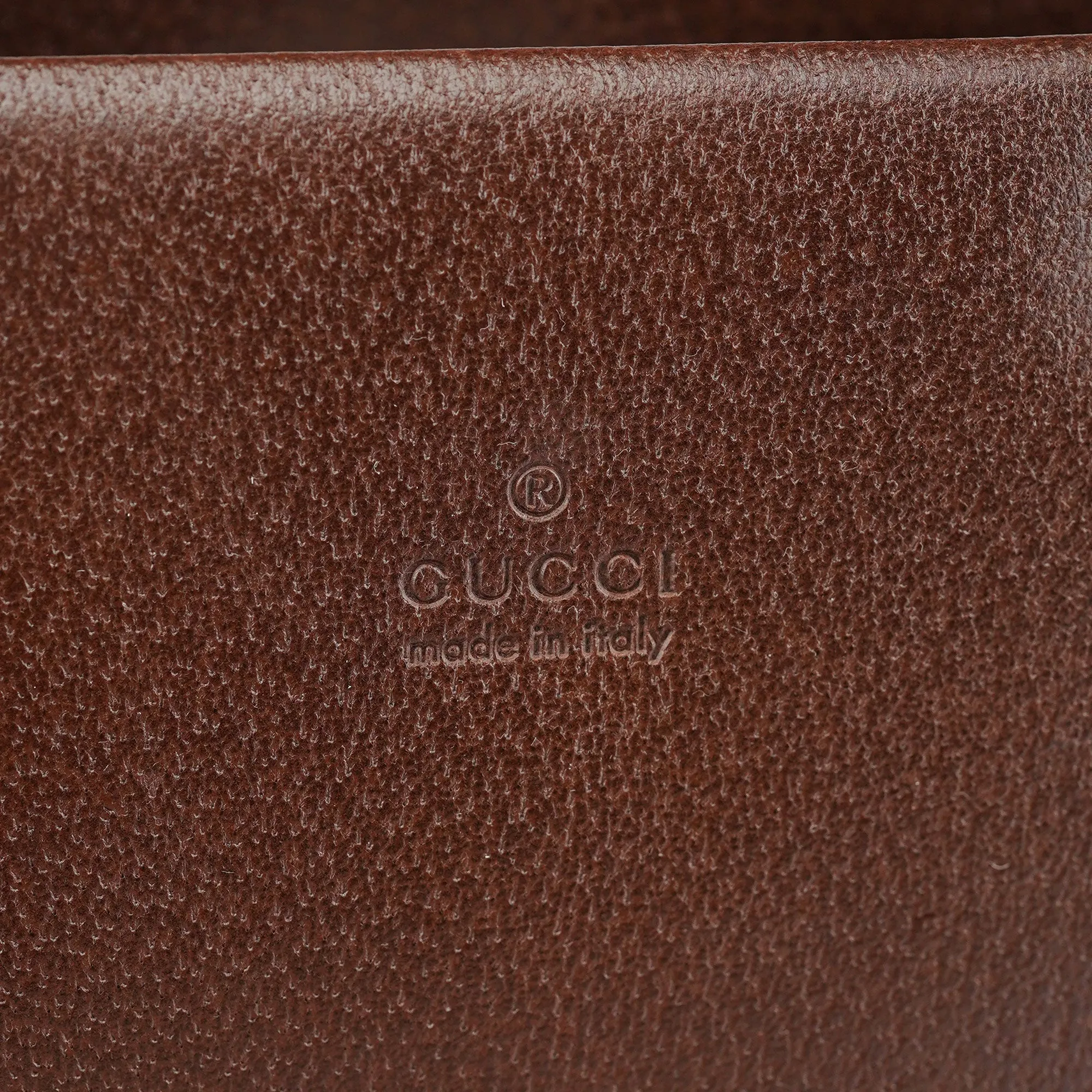 002 1034 Brown Leather Bamboo 2-Way Tote Bag