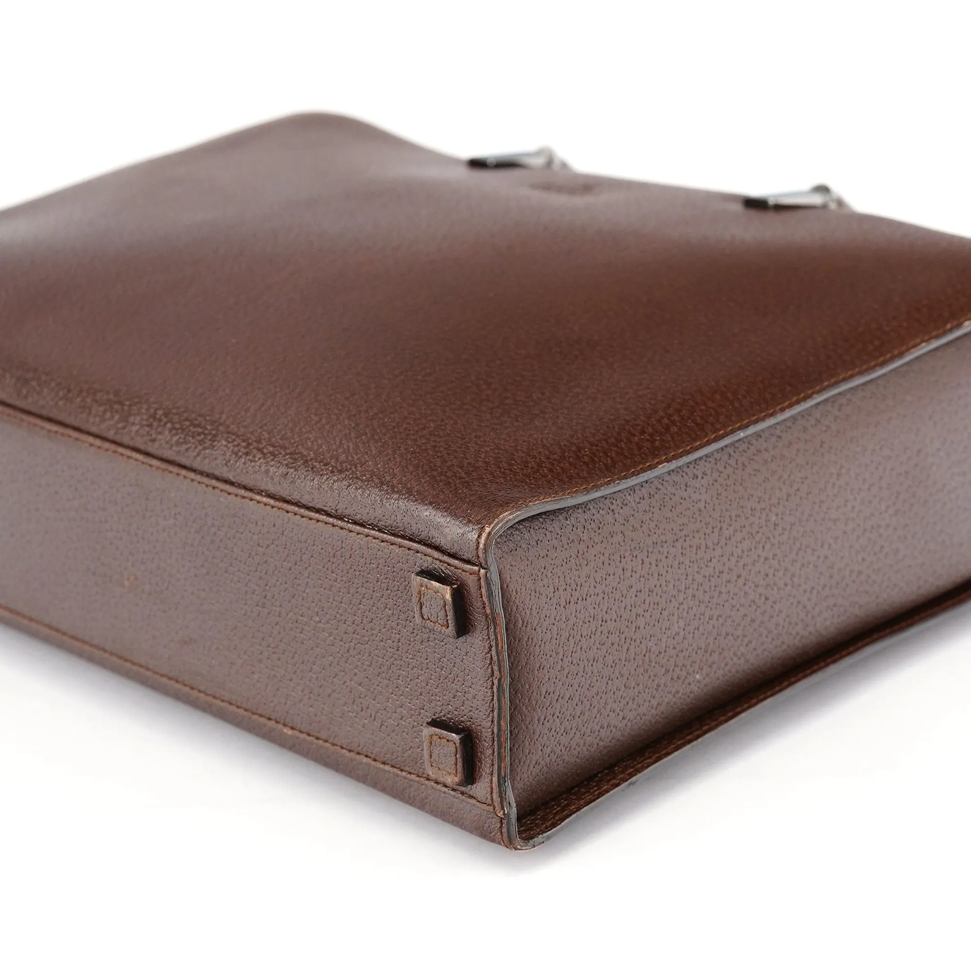 002 1034 Brown Leather Bamboo 2-Way Tote Bag
