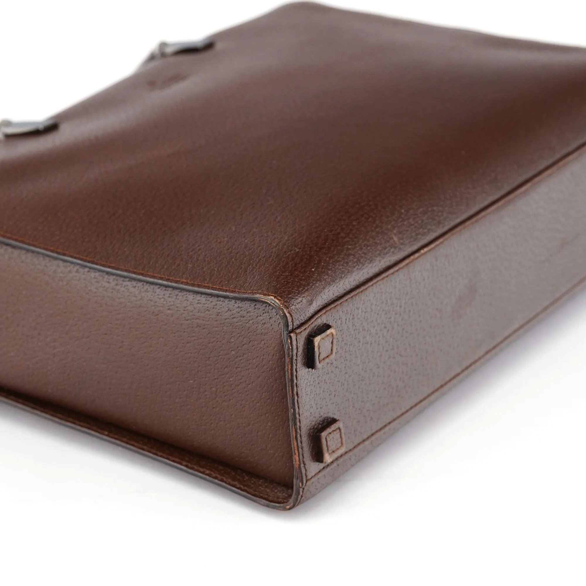 002 1034 Brown Leather Bamboo 2-Way Tote Bag