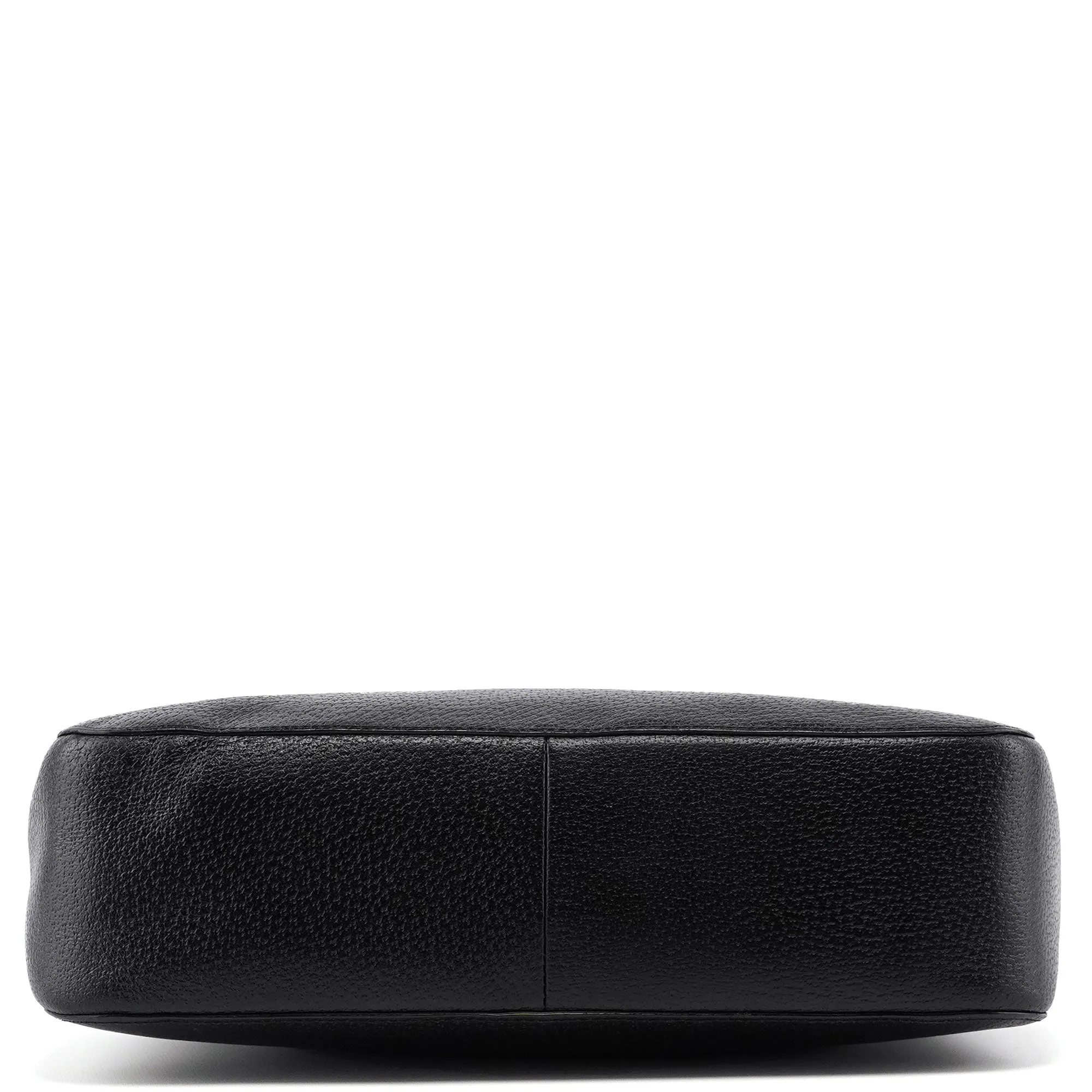 002 1061 Black Leather Bamboo Tote