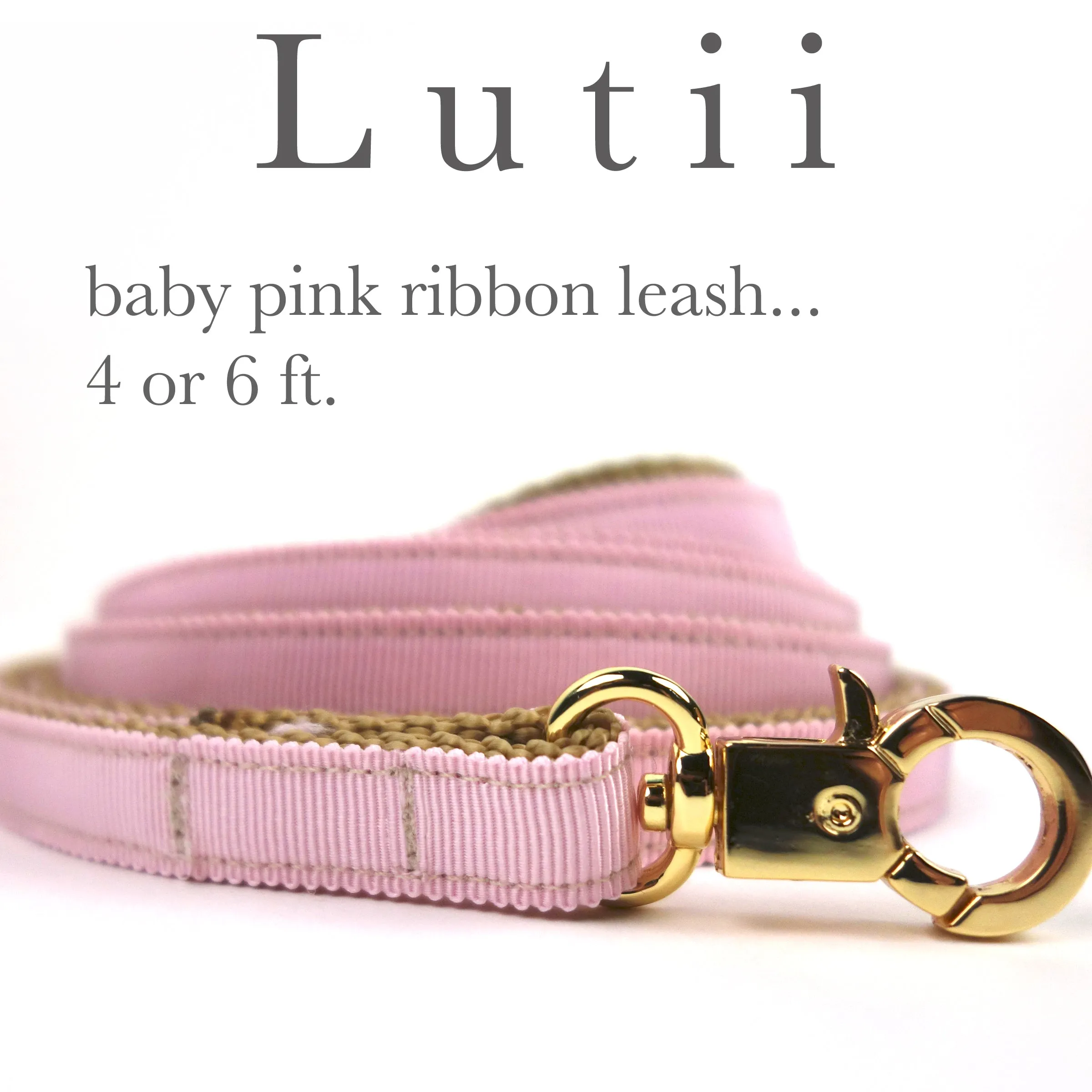 1. LIGHT GOLD STRAP - Pick your ribbon color-Lutii matching leash
