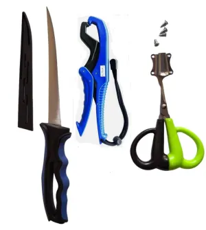 1 Set of Fishing Tools Including a Fish fillet Knife, a Lip Gripper and a Floating PE Fishing Line Scissors Fishing Tackle