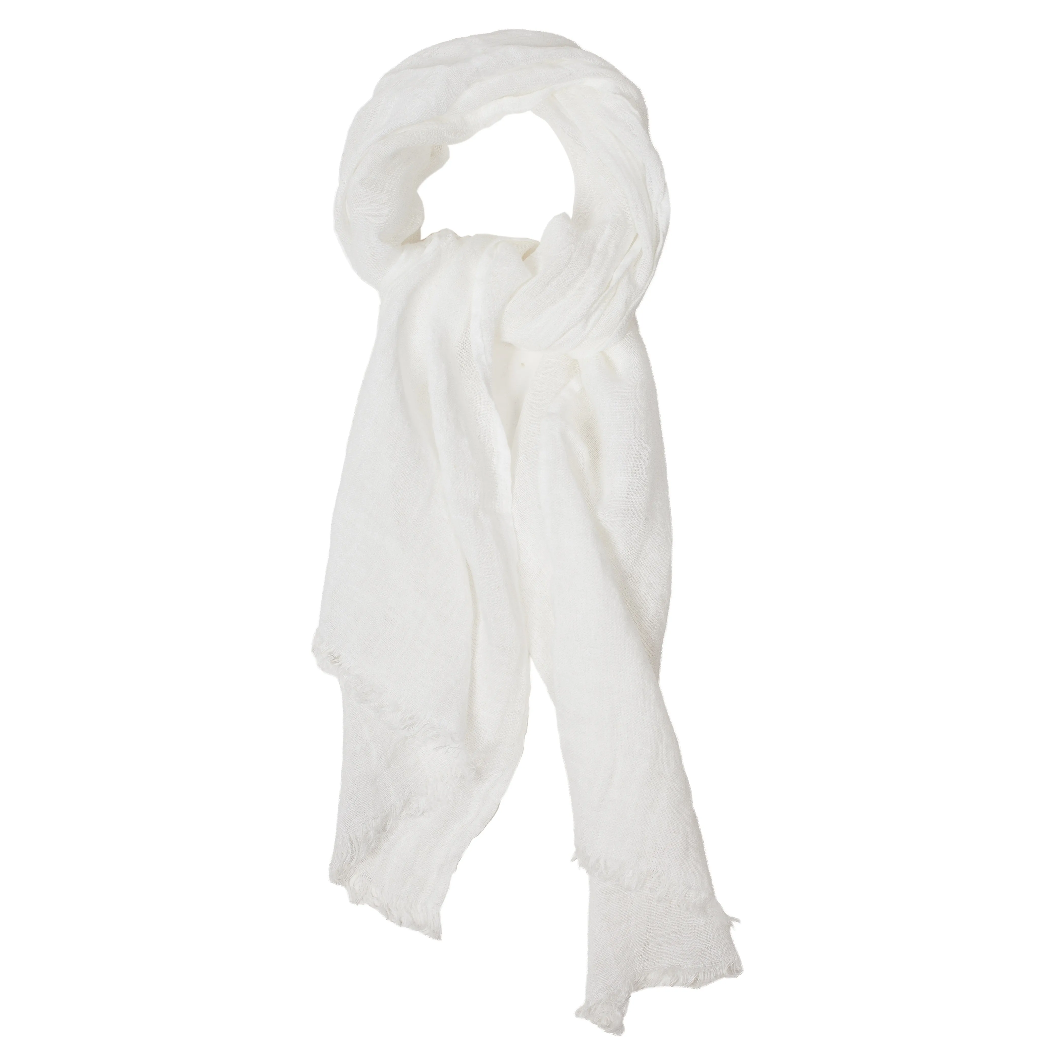 100% Linen Scarf - White