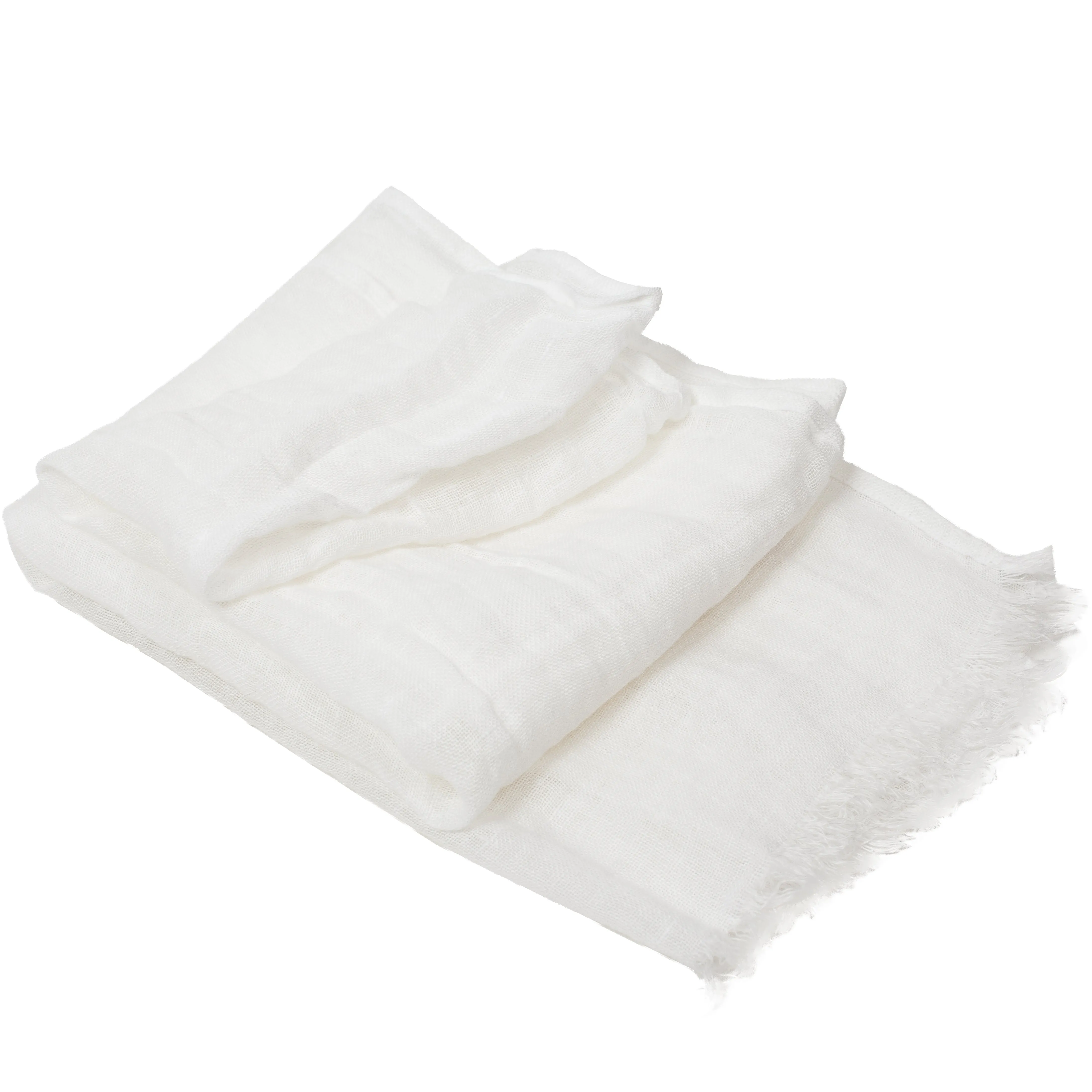 100% Linen Scarf - White