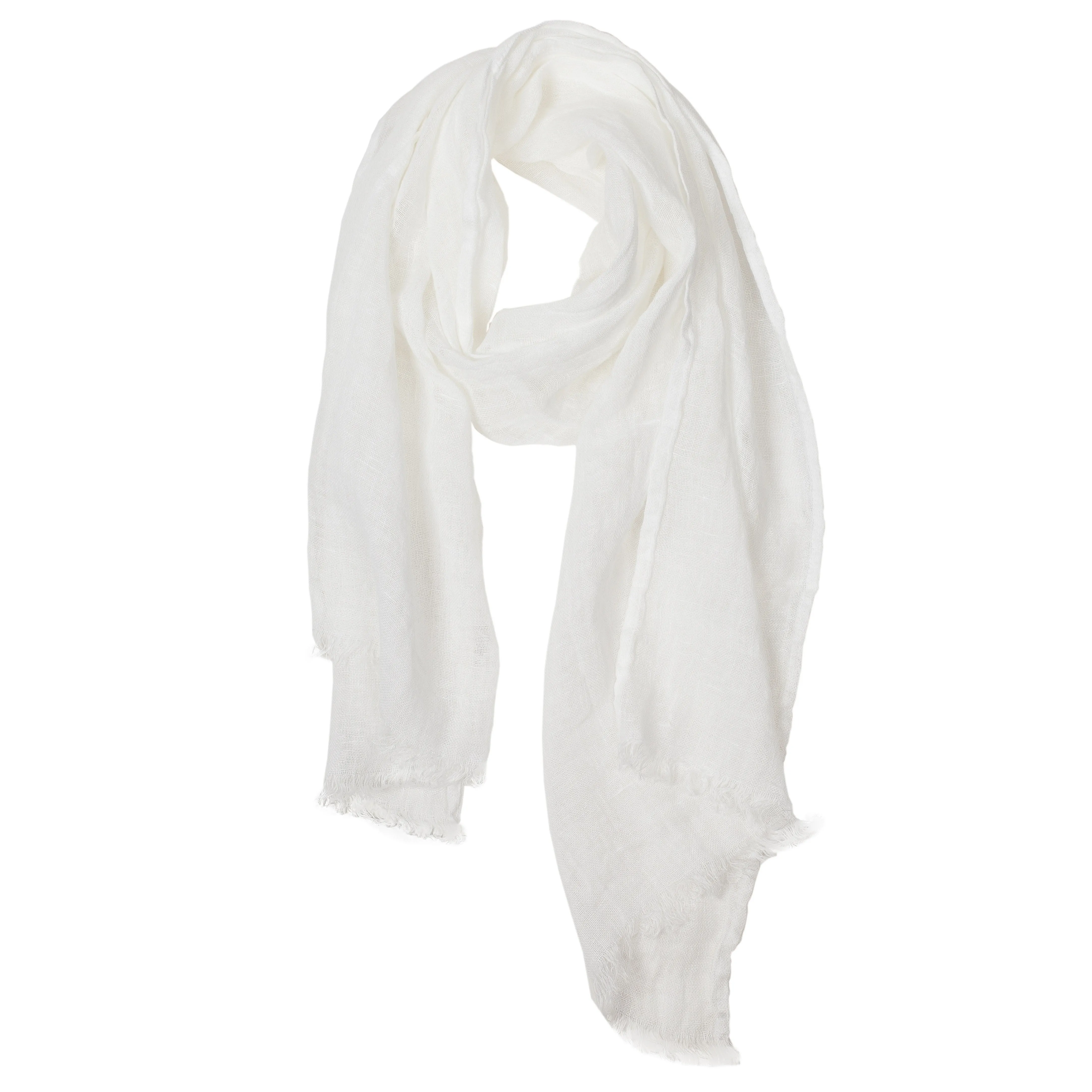 100% Linen Scarf - White