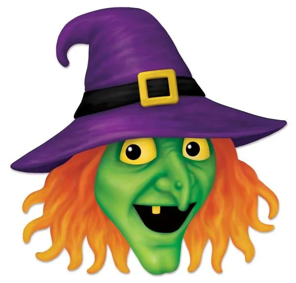 12.25"L x 12"H Metal/Embossed Witch Head Sign - MD1379A1