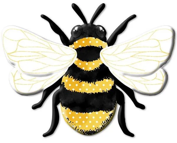 12" Metal Embossed Polka Dot Bee Sign - MD0672