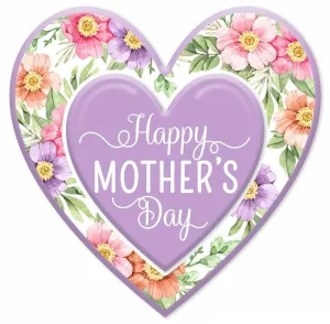 12"H Metal Embossed Mother's Day Heart Sign - MD152113