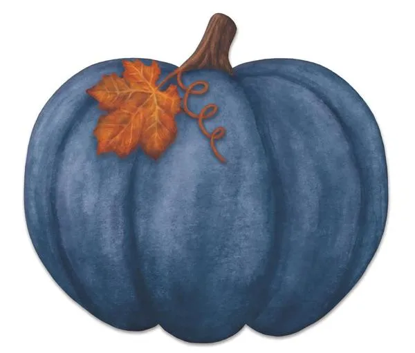 12"L x 11"H Metal/Embossed Pumpkin Sign: Blue, Smoke Blue - MD115103