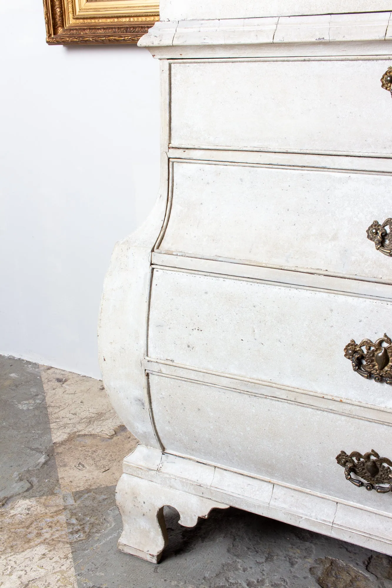 19th Century Painted Dutch Linen Press in Cream and Blue