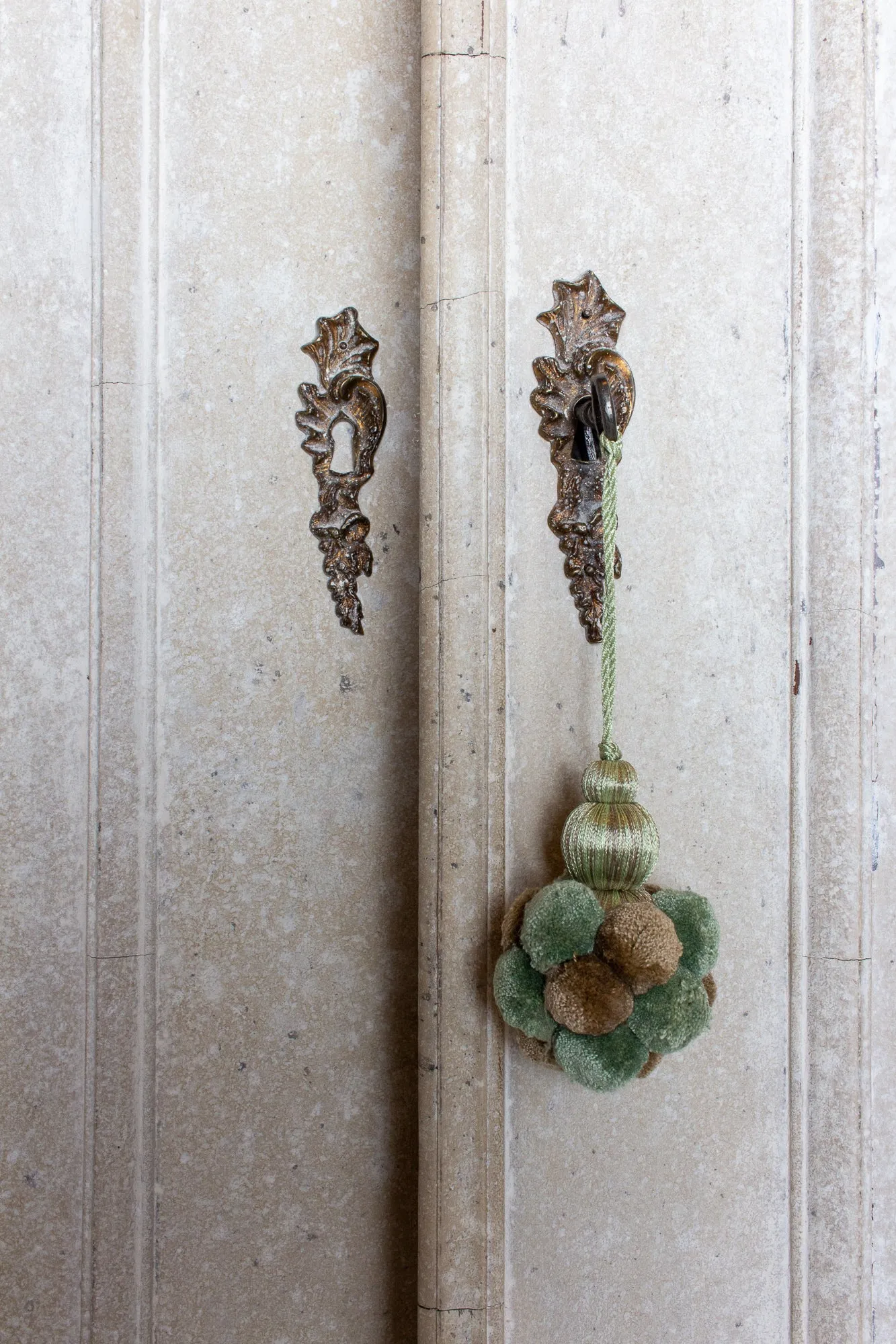 19th Century Painted Dutch Linen Press in Cream and Blue