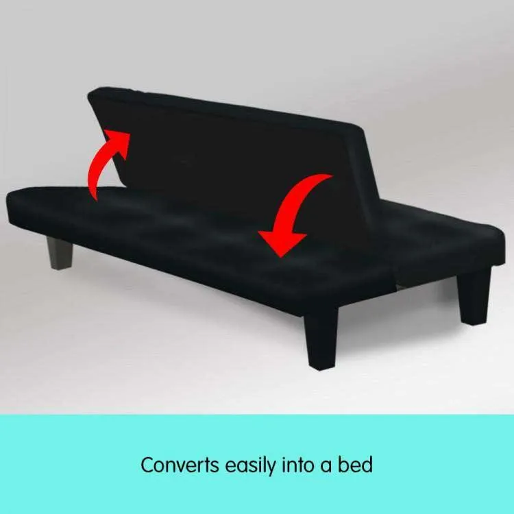 2 SEATER MODULAR LINEN FABRIC SOFA BED COUCH - BLACK