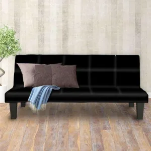 2 SEATER MODULAR LINEN FABRIC SOFA BED COUCH - BLACK