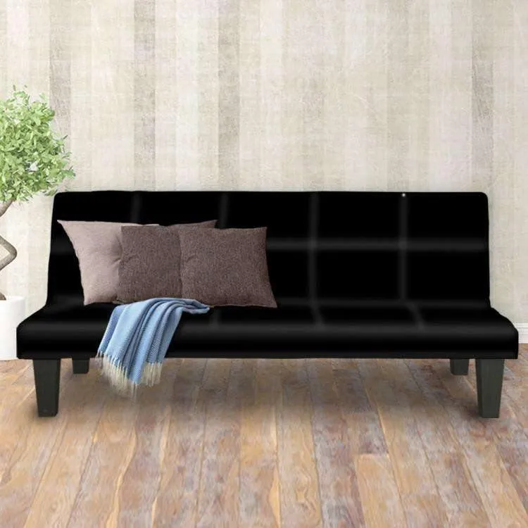 2 SEATER MODULAR LINEN FABRIC SOFA BED COUCH - BLACK