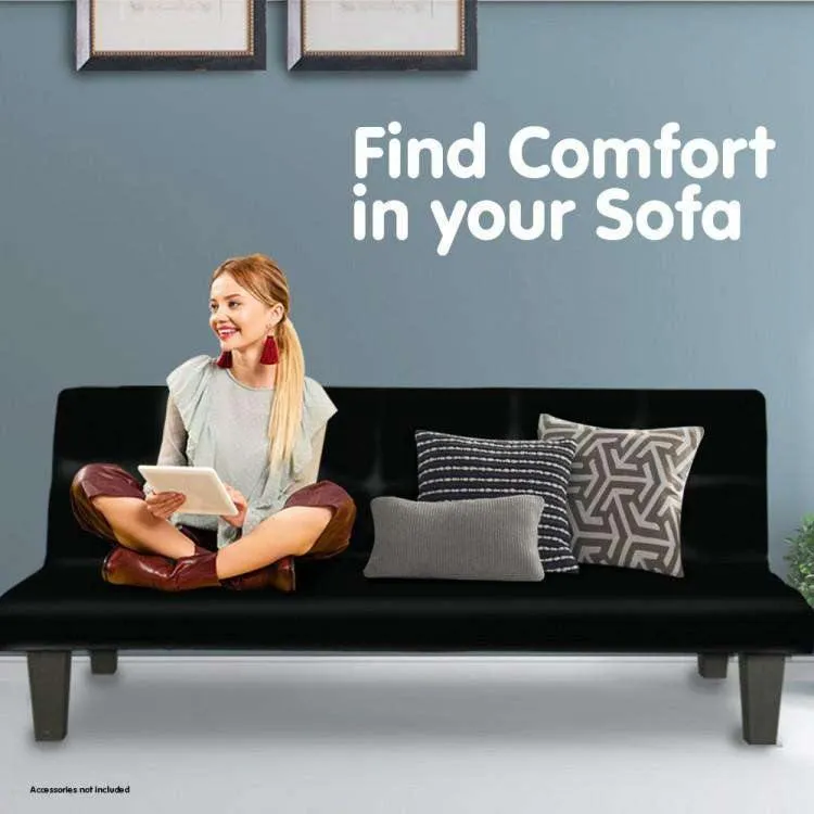 2 SEATER MODULAR LINEN FABRIC SOFA BED COUCH - BLACK