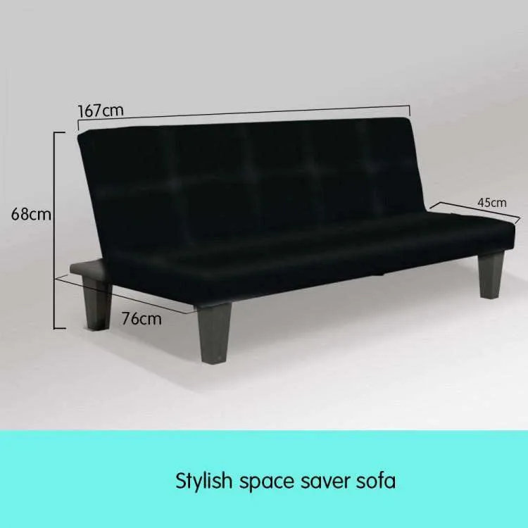 2 SEATER MODULAR LINEN FABRIC SOFA BED COUCH - BLACK