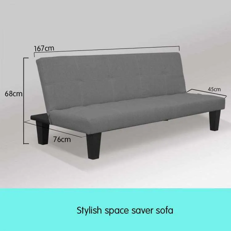 2 SEATER MODULAR LINEN FABRIC SOFA BED COUCH - DARK GREY
