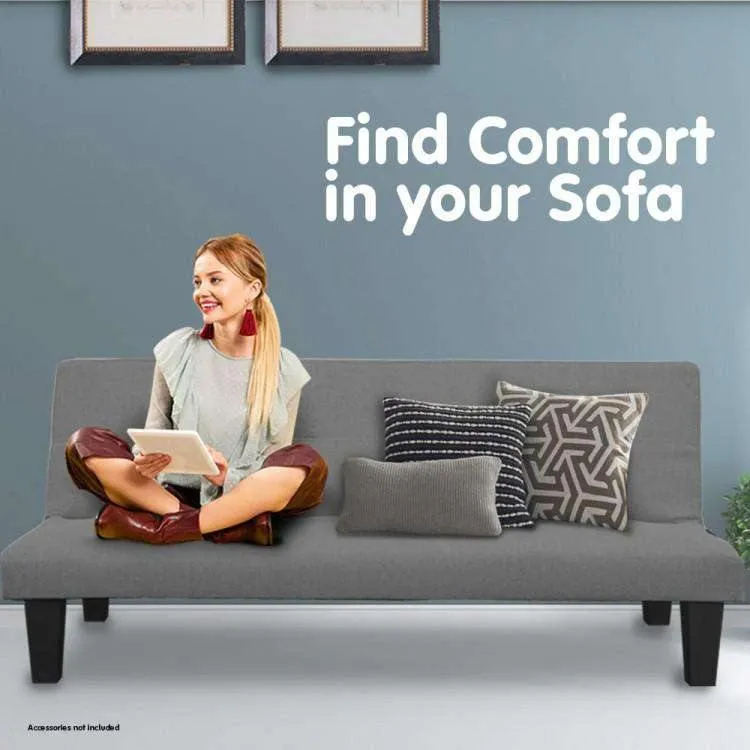 2 SEATER MODULAR LINEN FABRIC SOFA BED COUCH - DARK GREY
