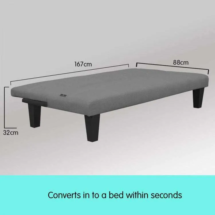 2 SEATER MODULAR LINEN FABRIC SOFA BED COUCH - DARK GREY