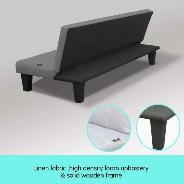 2 SEATER MODULAR LINEN FABRIC SOFA BED COUCH - DARK GREY