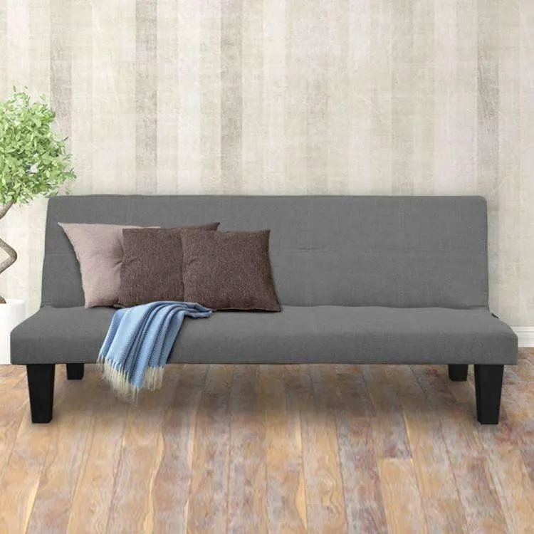 2 SEATER MODULAR LINEN FABRIC SOFA BED COUCH - DARK GREY