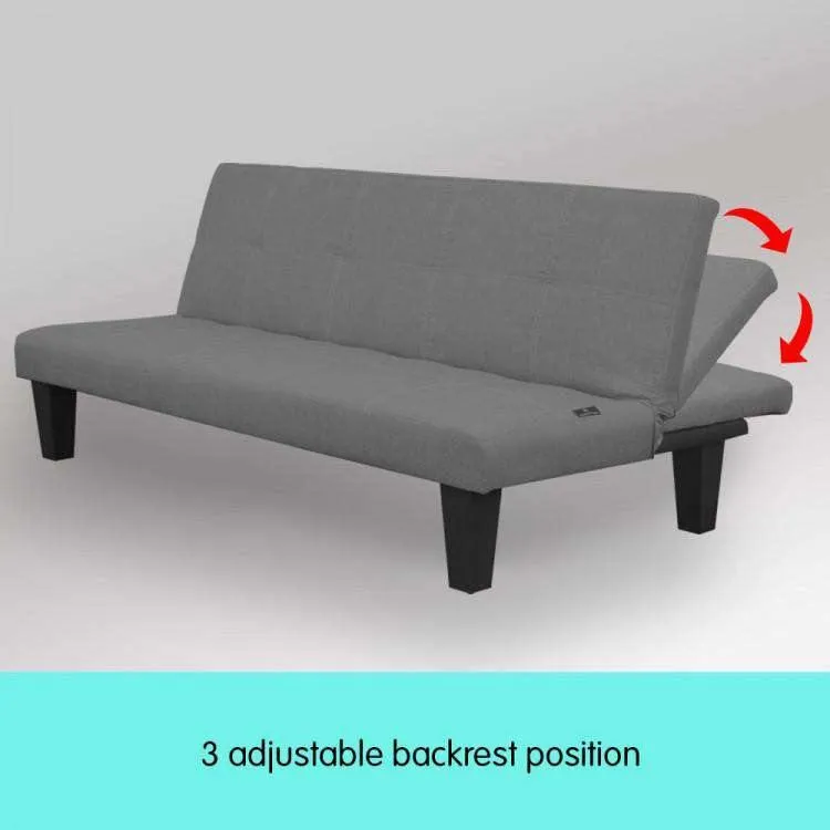 2 SEATER MODULAR LINEN FABRIC SOFA BED COUCH - DARK GREY