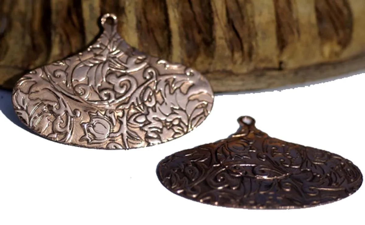 22mm x 20mm Teardrop Embossed Lotus Flowers Texture Shape Cutout Blank for Metalwork Enameling Stamping Texturing Blanks Variety of Metals