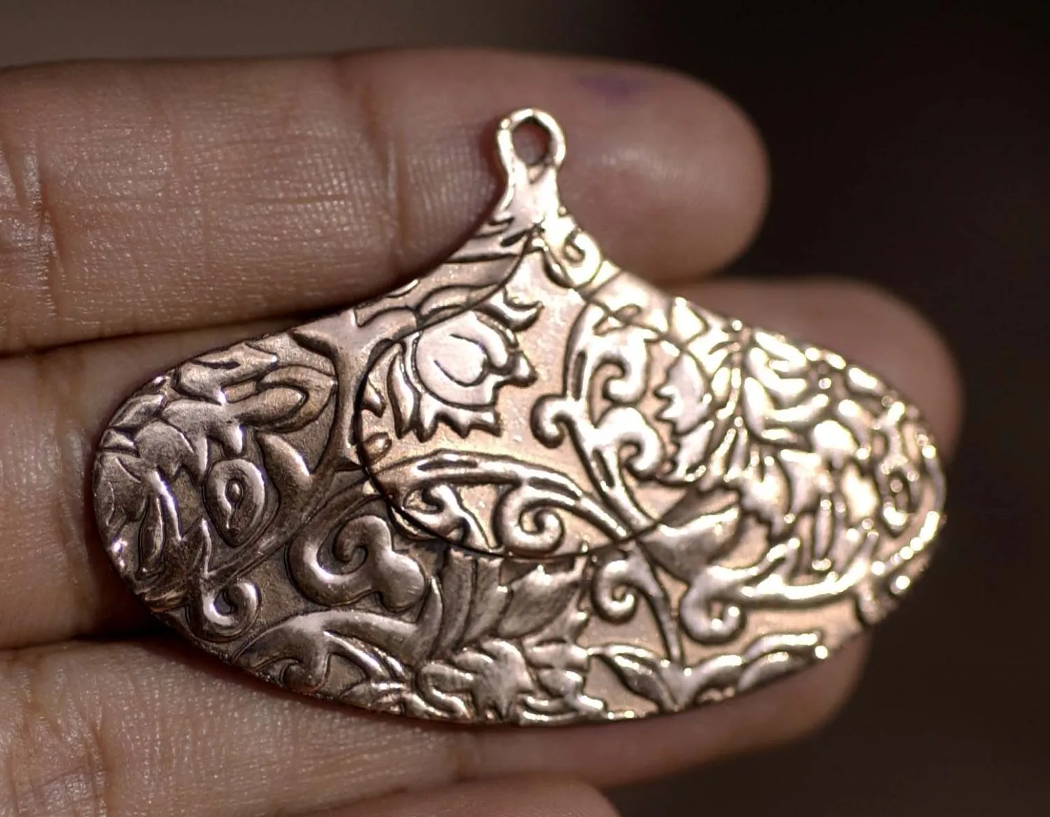22mm x 20mm Teardrop Embossed Lotus Flowers Texture Shape Cutout Blank for Metalwork Enameling Stamping Texturing Blanks Variety of Metals