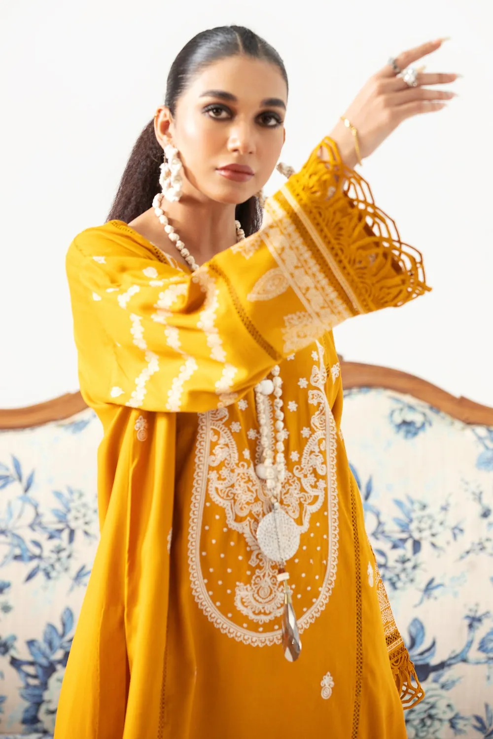 2PC Unstitched | Embroidered Crepe Linen Shirt   Trouser