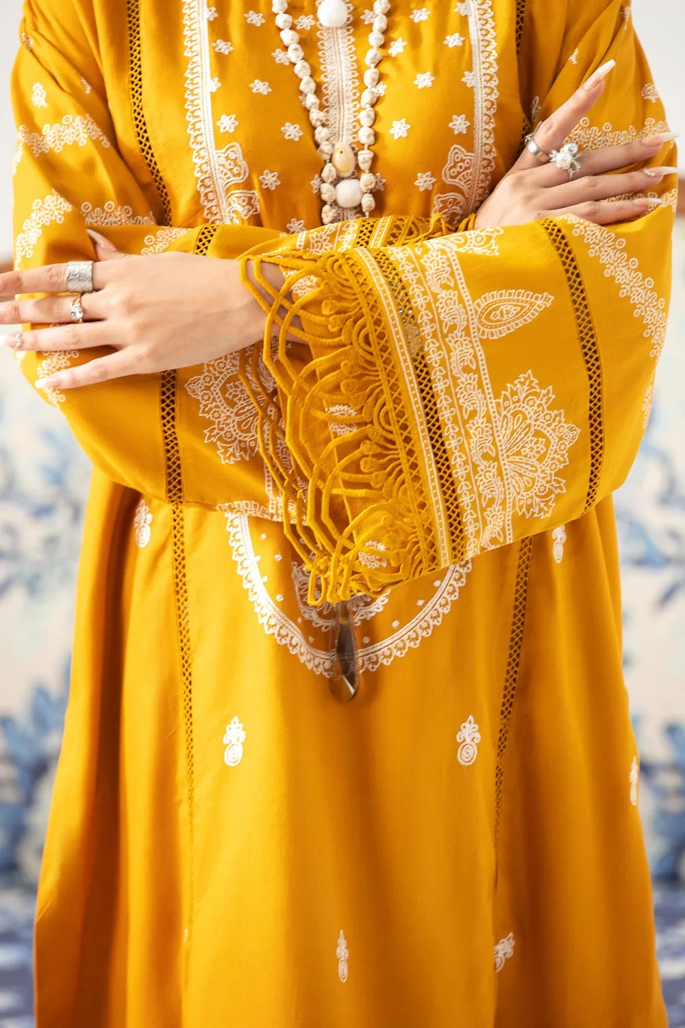 2PC Unstitched | Embroidered Crepe Linen Shirt   Trouser