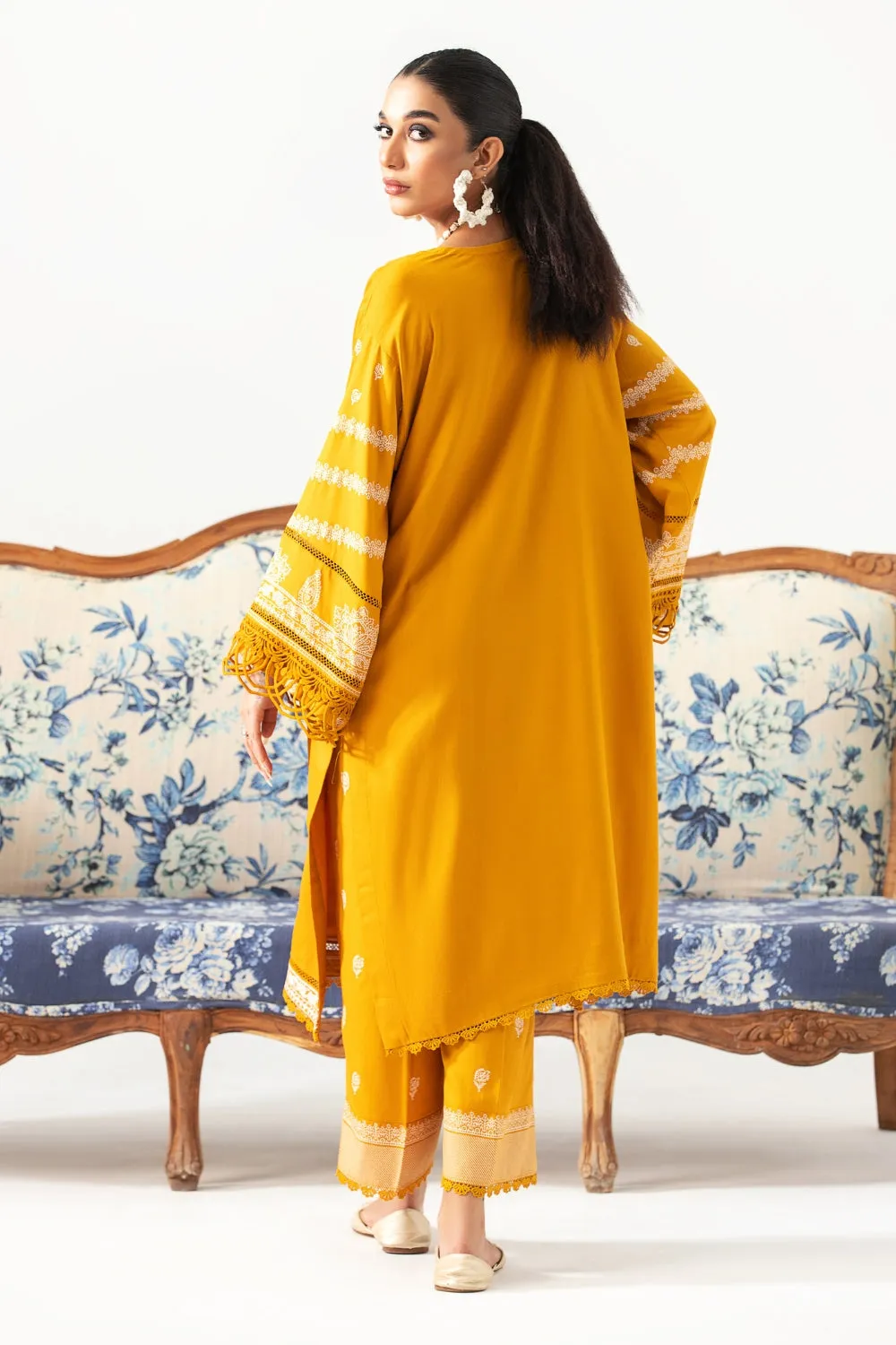 2PC Unstitched | Embroidered Crepe Linen Shirt   Trouser