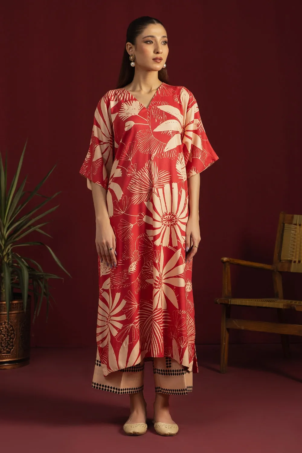 2PC Unstitched | Printed Crepe Linen Shirt   Trouser