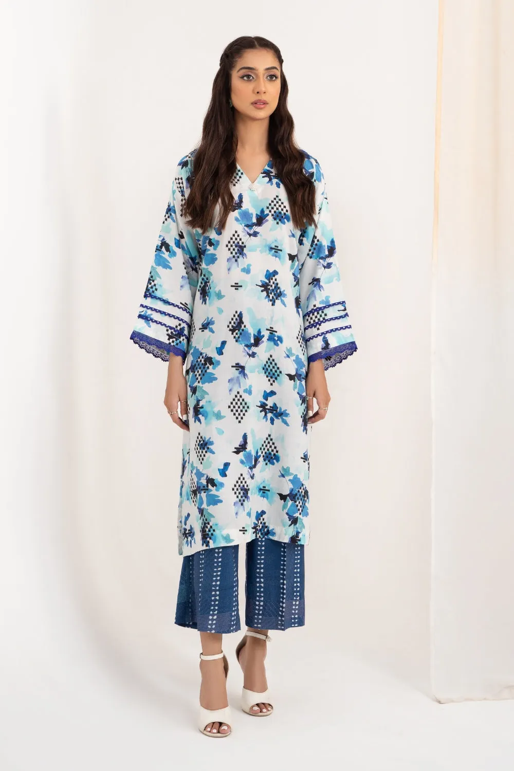 2PC Unstitched | Printed Linen Shirt   Trouser