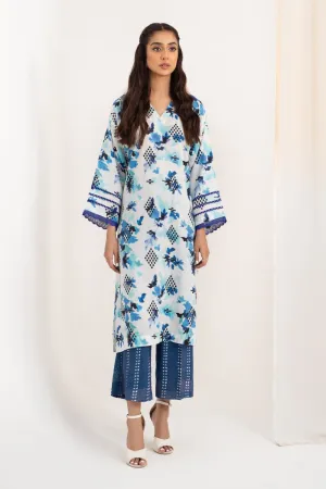 2PC Unstitched | Printed Linen Shirt   Trouser