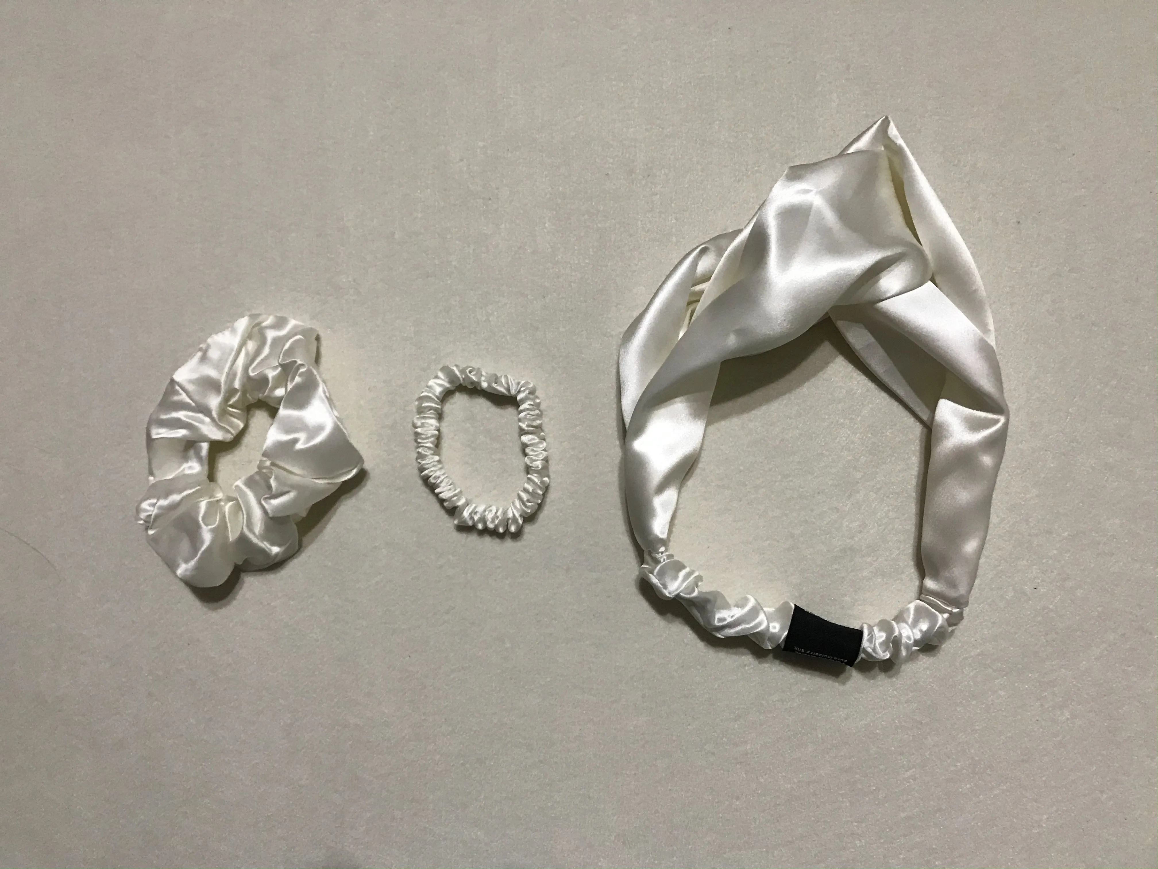 3-in-1 Pure Silk Hair Band Combo, Mother's Day Gift (White)
