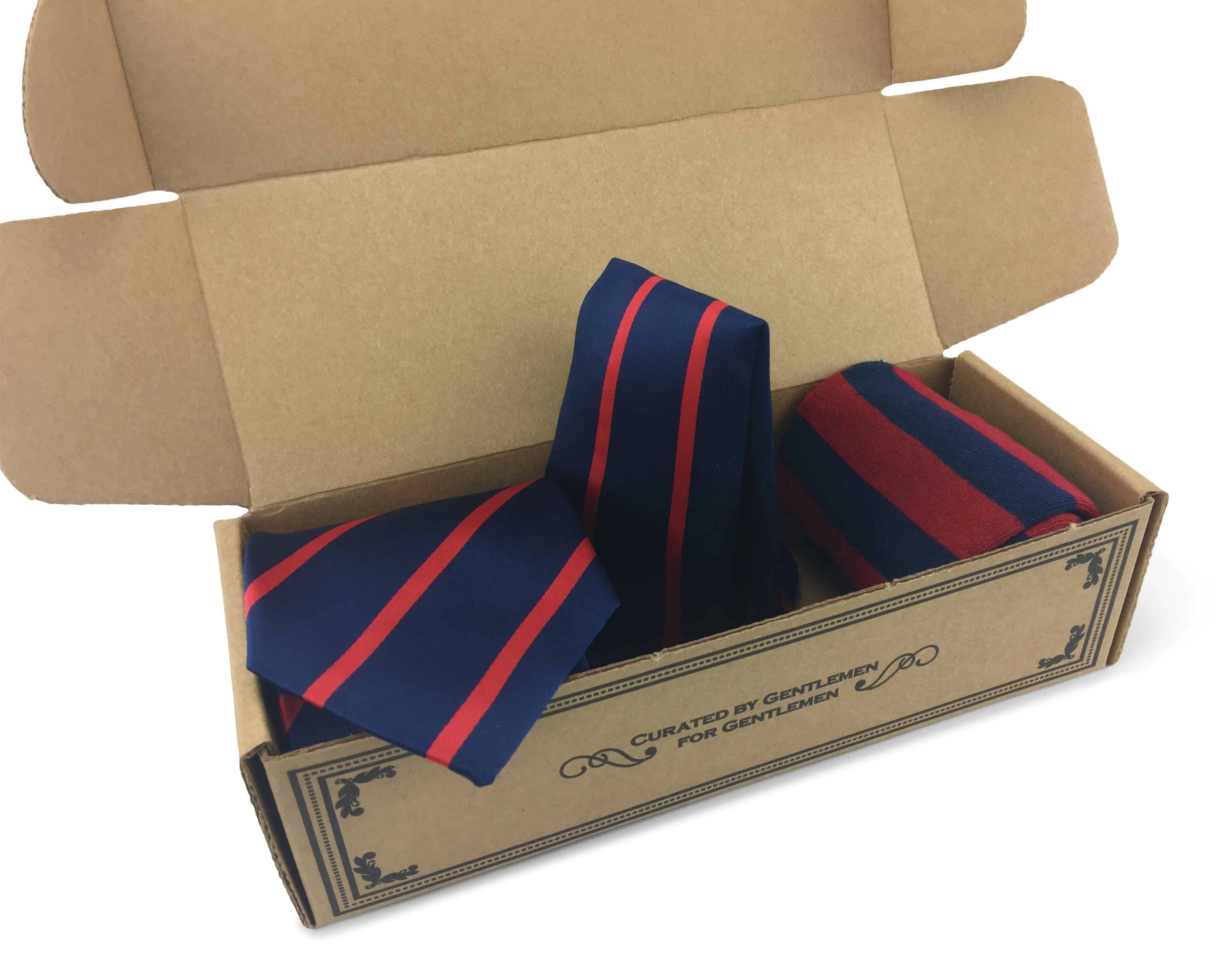 3 Piece Matching Set Necktie,Pocket Square and Power Sock Gift Box Combo