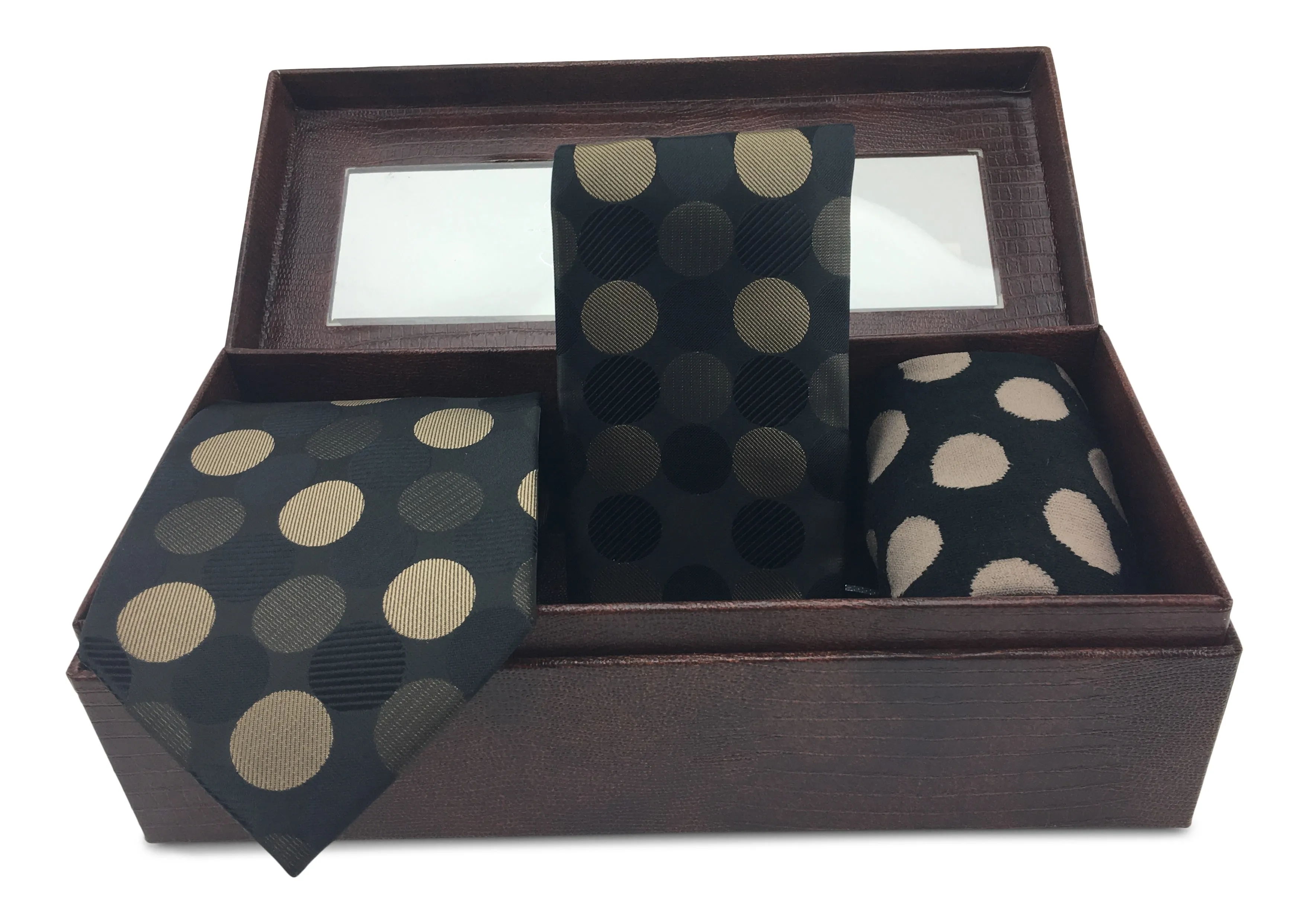 3 Piece Matching Set Necktie,Pocket Square and Power Sock Gift Box Combo