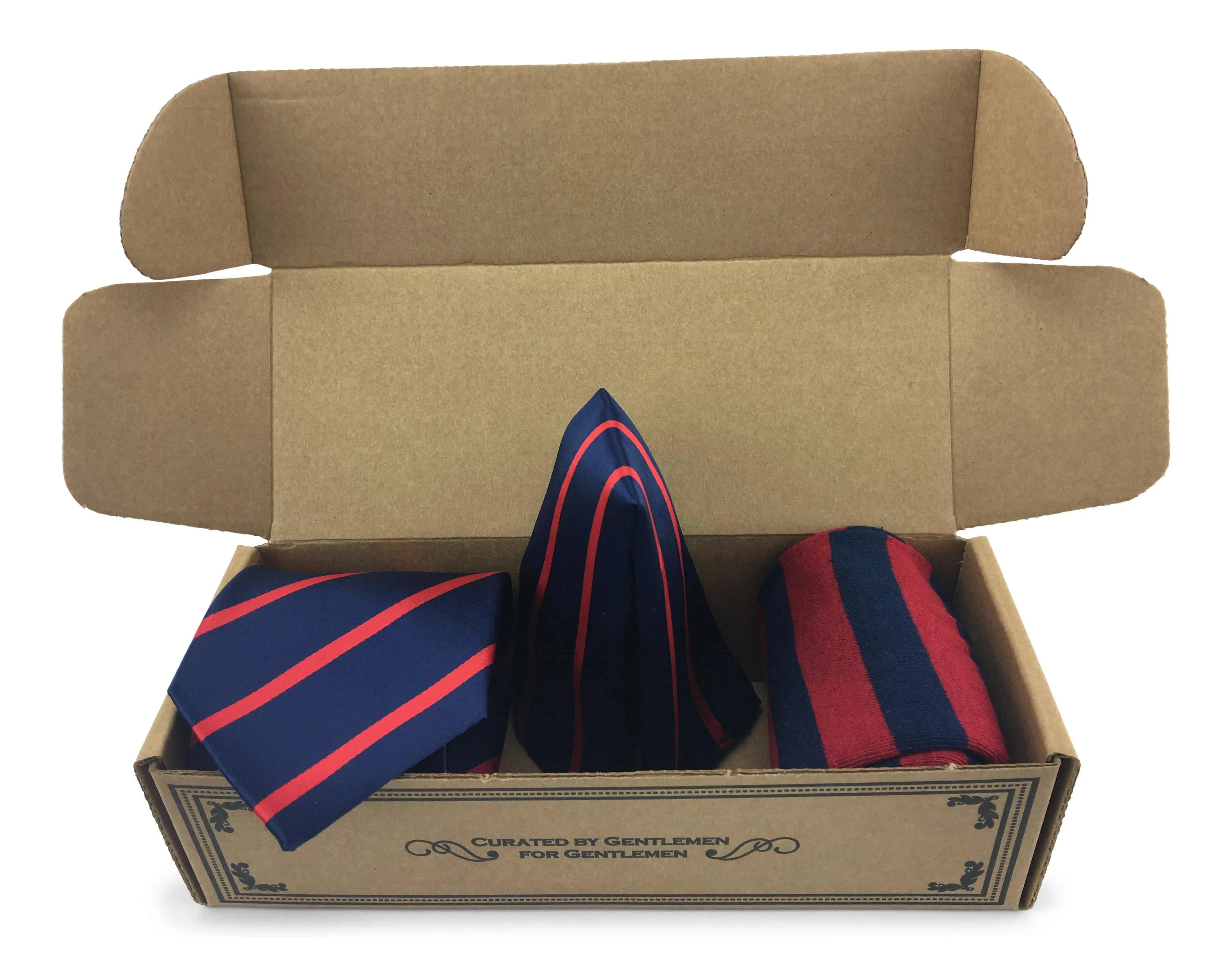 3 Piece Matching Set Necktie,Pocket Square and Power Sock Gift Box Combo