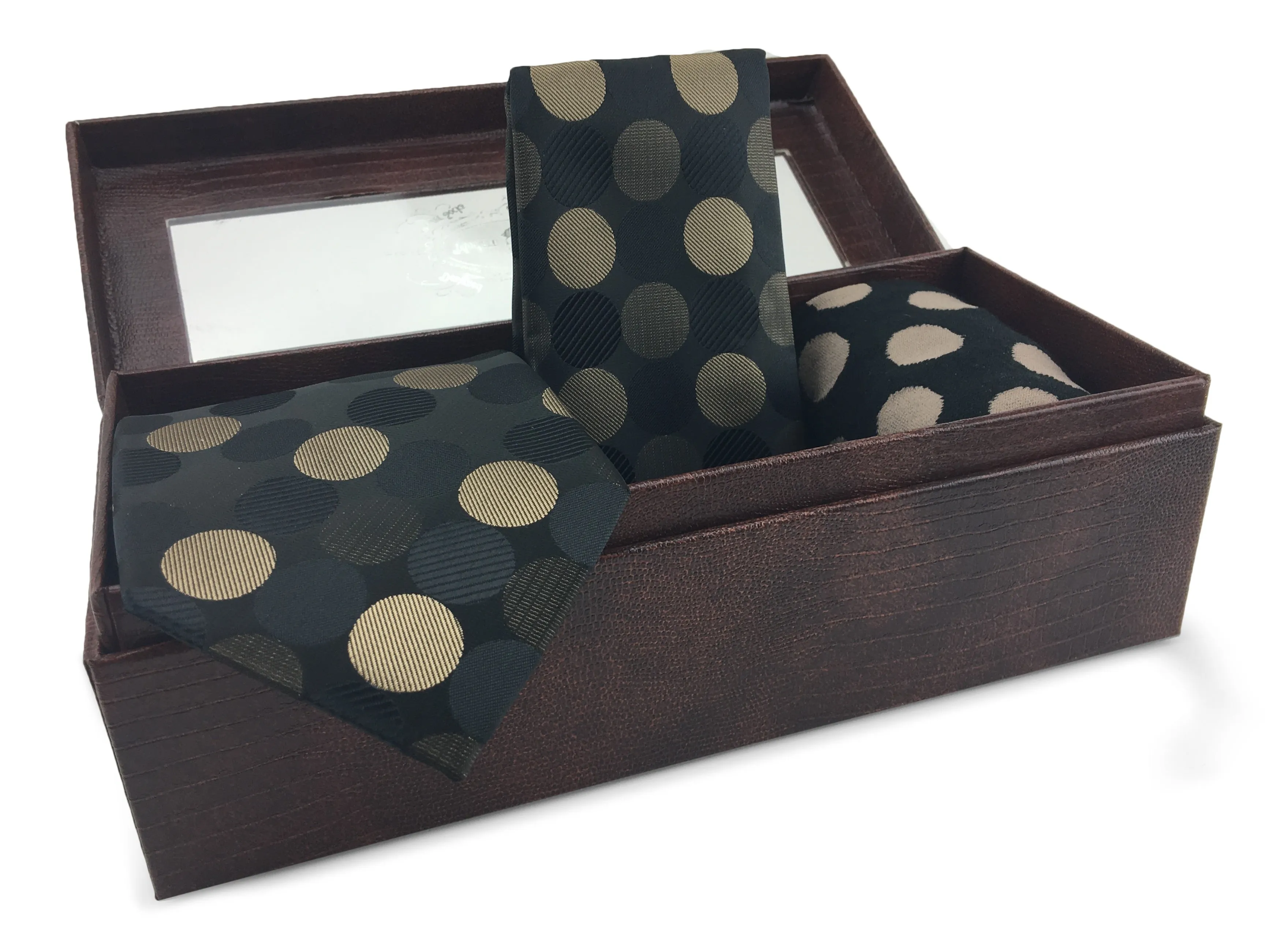 3 Piece Matching Set Necktie,Pocket Square and Power Sock Gift Box Combo