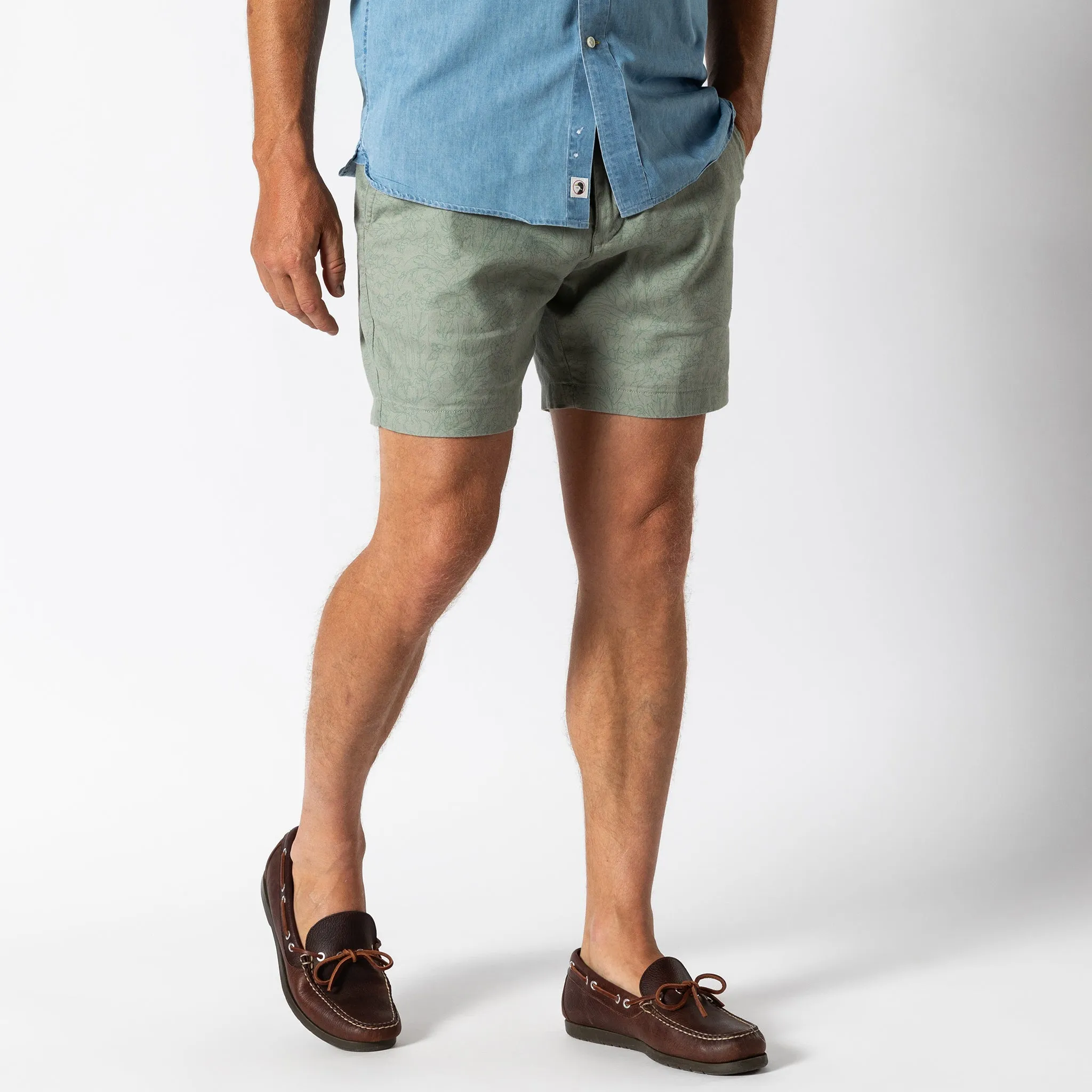 7" Linen Gold School Chino Short - Shadow Green