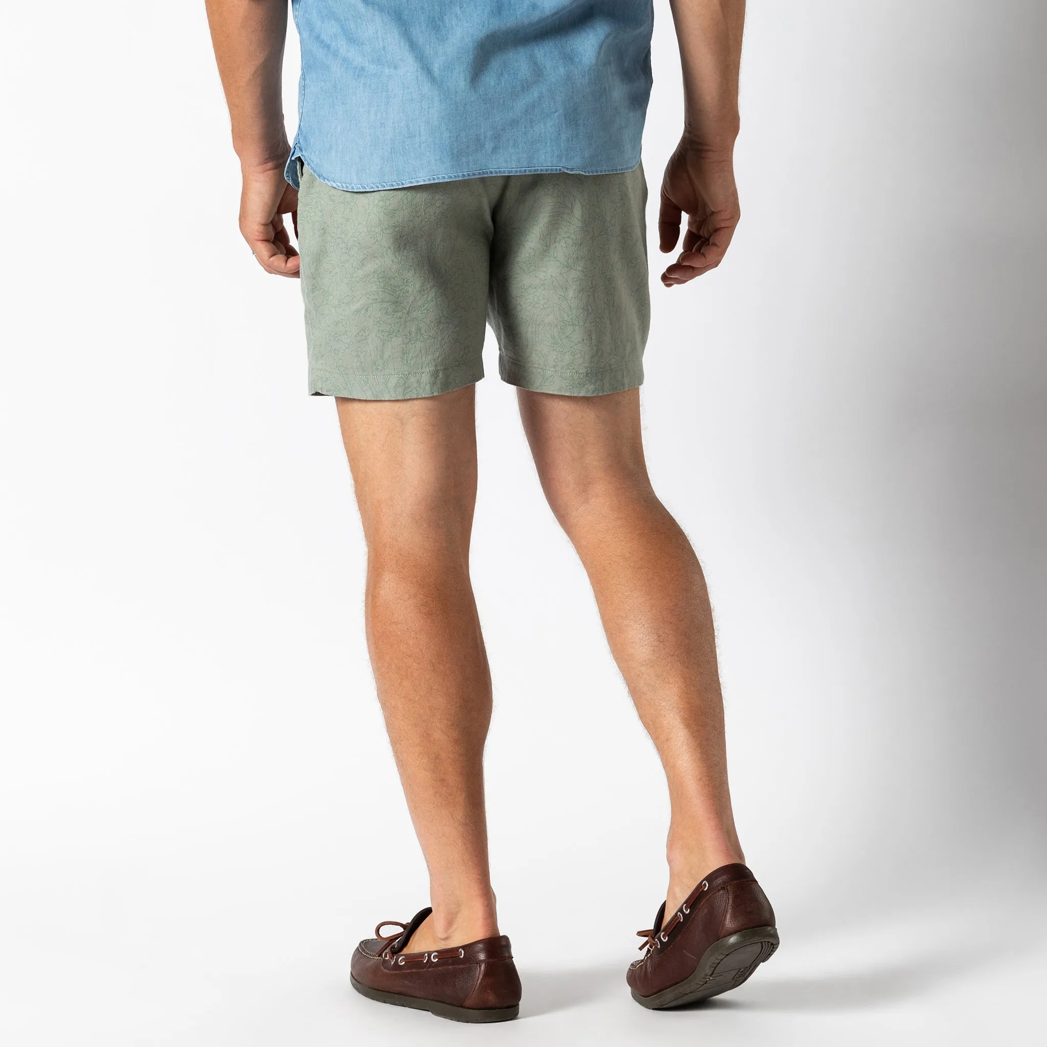 7" Linen Gold School Chino Short - Shadow Green