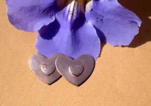 9mm x 7mm Heart Embossed Blank for Enameling Stamping Texturing Metalworking Jewelry Making Blanks - 4 pieces
