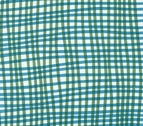 Alan Campbell Fabric: Country Check - Custom Blue / Green on White Belgian Linen / Cotton