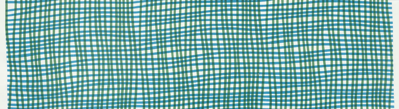 Alan Campbell Fabric: Country Check - Custom Blue / Green on White Belgian Linen / Cotton