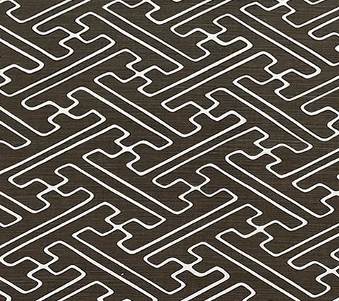 Alan Campbell Fabric: Saya Gata - Custom Brown on Tinted Belgian Linen / Cotton