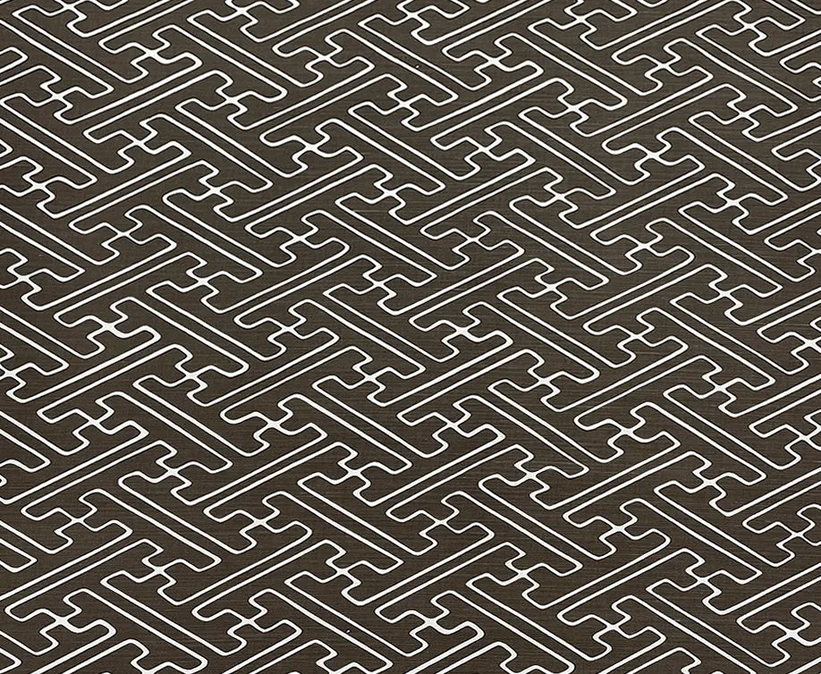Alan Campbell Fabric: Saya Gata - Custom Brown on Tinted Belgian Linen / Cotton
