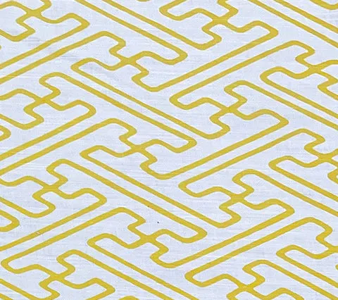 Alan Campbell Fabric: Saya Gata Lines - Custom Taxicab Yellow on White Belgian Linen / Cotton