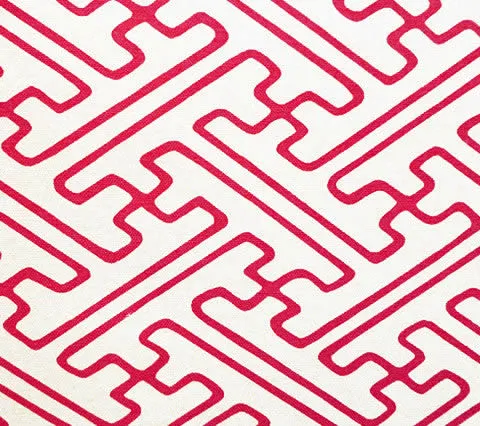 Alan Campbell Fabric: Saya Gata - Magenta Lines on White Belgian Linen / Cotton
