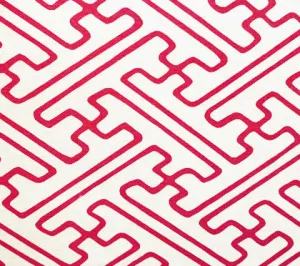Alan Campbell Fabric: Saya Gata - Magenta Lines on White Belgian Linen / Cotton