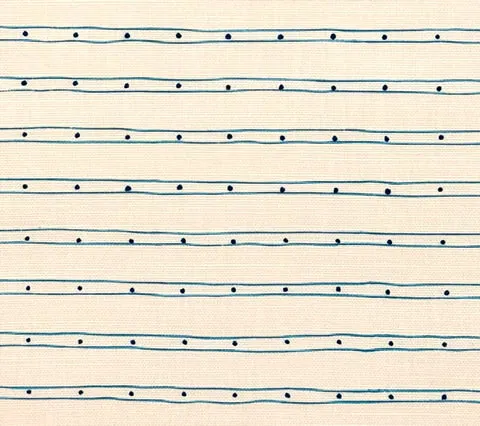 Alan Campbell Fabric: Soho - Custom Turquoise / Navy Dot on Tinted Belgian Linen / Cotton